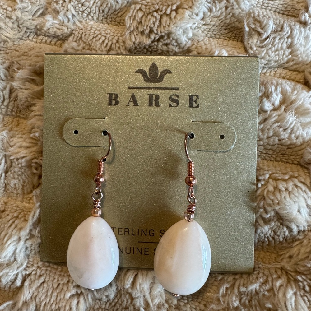 Studio Barse Light Pink Mother of Pearl Stone Earrings rose gold
